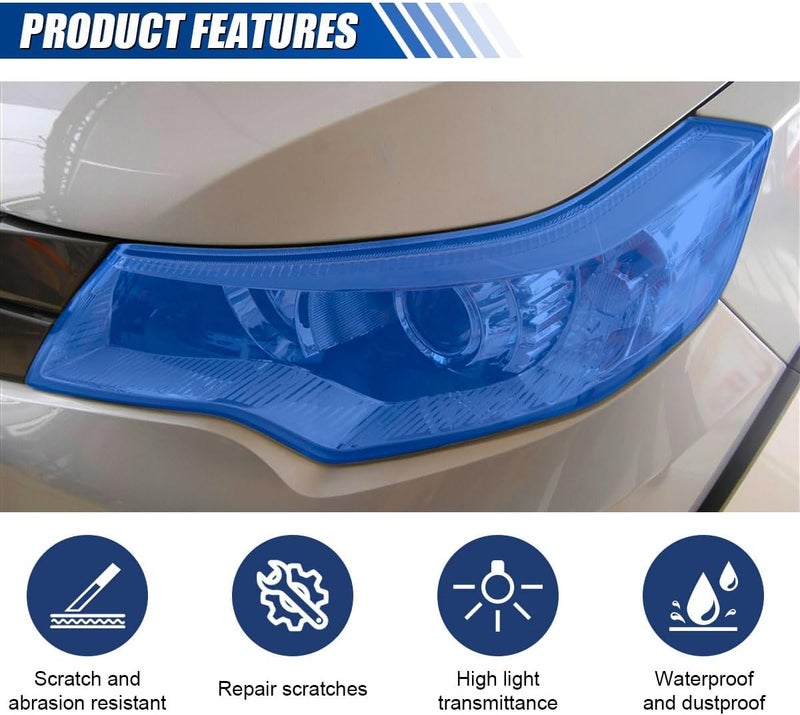 ZIMISI 11.88×48 Inches Car Headlight Tint Film, Self Adhesive Vinyl Wrap Protector Film, Cuttable Car Tint Sticker, Auto Modification Cover for Headlight, Taillight, Fog & Brake Light (Light Blue) - Image 4